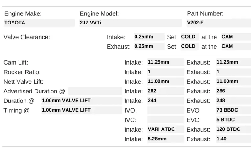 Kelford Cams 2JZ VVTi
